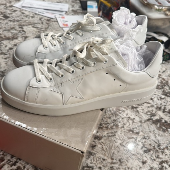 Pure Star Golden Goose Leather Upper Star & Heel Optic White Italian Craftsman - Picture 4 of 17